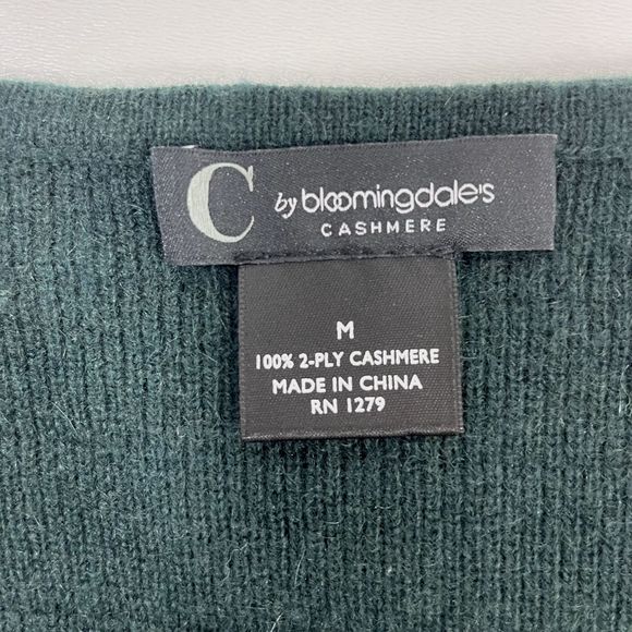 C by Bloomingdale's Ribbed Cashmere Dress Enchanted‎ Forest Green Medium - Picture 10 of 11